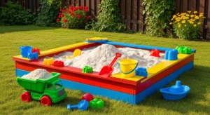 Sandbox with mixed textures for sensory play