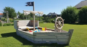 Pirate ship themed sandbox for kids