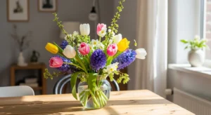 Fresh flower arrangement for spring home decor