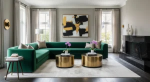 Statement sofa as centerpiece in luxury living room