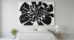 Black and white wall art adding personality to a bedroom