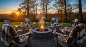 Circular seating around fire pit
