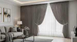 Floor-to-ceiling curtains adding height