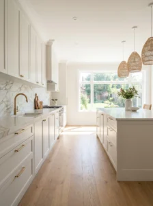 Slim shaker kitchen cabinets with modern minimalist detailing