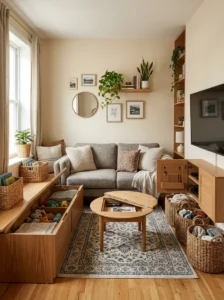 Hidden storage ideas in a small living room to reduce clutter and maximize space