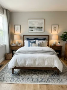 Symmetrical bedroom layout creating a balanced and polished look
