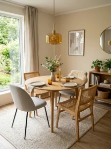 Dining room rug to define small dining space