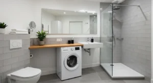 Corner washing machine placement saving space