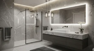 Grey and marble creating an elegant look