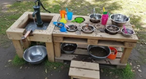 Mud kitchen with water play for kids