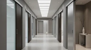 Sliding doors in narrow hallway