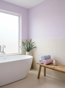Lavender bathroom with soft calming tones