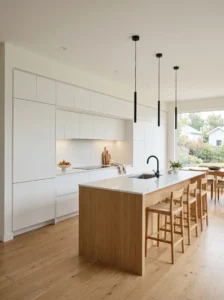 Scandinavian kitchen with integrated appliances for a clean seamless look