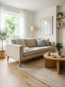 Furniture with exposed legs in a small living room creating a more open feel