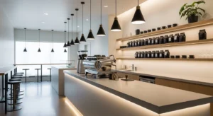 Modern coffee bar with clean and stylish design