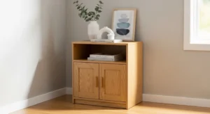 Corner storage cabinet in living room