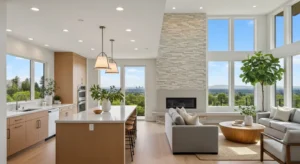 Large windows making open space feel bright and airy