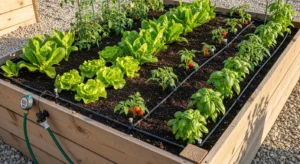 Raised garden bed with irrigation system