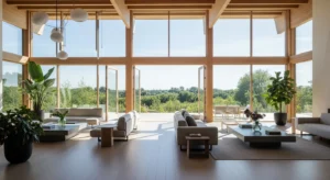 Natural light enhancing open kitchen and living room