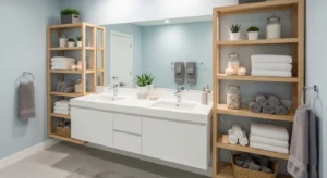 Open shelving adding style and storage