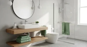 Green accessories refreshing bathroom design