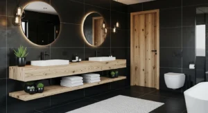 Black and wood combination adding warmth