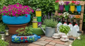 Recycled pots adding creativity to garden