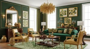 Green and gold creating elegant look