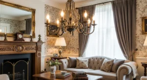 Vintage lighting fixture adding warmth and ambiance to living room