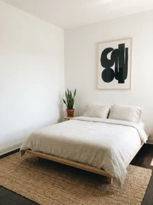Minimal decor in small bedroom for clutter-free look