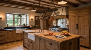 Farmhouse kitchen island adding style and function