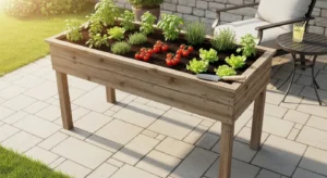 Elevated raised garden beds for easy gardening