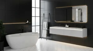 Mixed finishes adding depth to bathroom