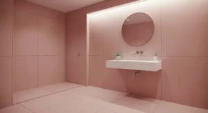 Matte pink finishes creating a soft modern look
