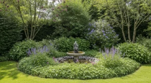 Water feature adding calm and movement