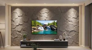 Textured panels adding depth to wall