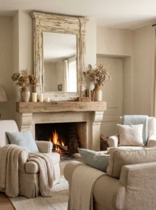 vintage mirror French country living room wall decor