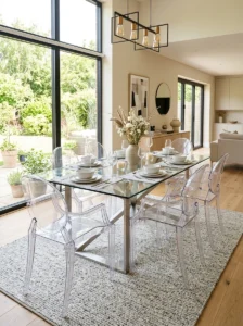 Glass dining table small space illusion furniture