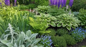 Mixed textures adding interest to flower bed