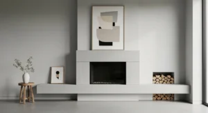 Minimal decor creating modern fireplace