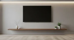 Minimal decor keeping TV wall clean