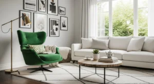 Green chair adding personality