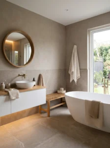  Taupe bathroom with soft neutral color palette