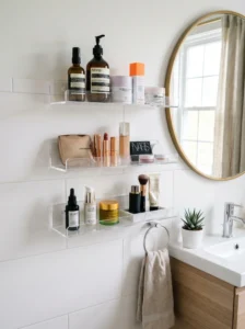 Acrylic bathroom shelves for organizing small items neatly