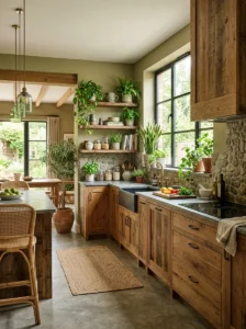 Sustainable kitchen design with eco friendly materials