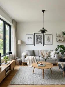 Minimal wall art Scandinavian living room design idea