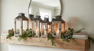 Farmhouse fireplace mantle decor