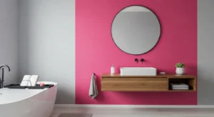 Pink accent wall adding personality