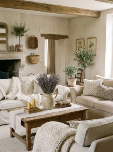 dried flowers French country living room decor ideas