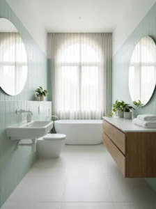 Mint green bathroom with bright and fresh look